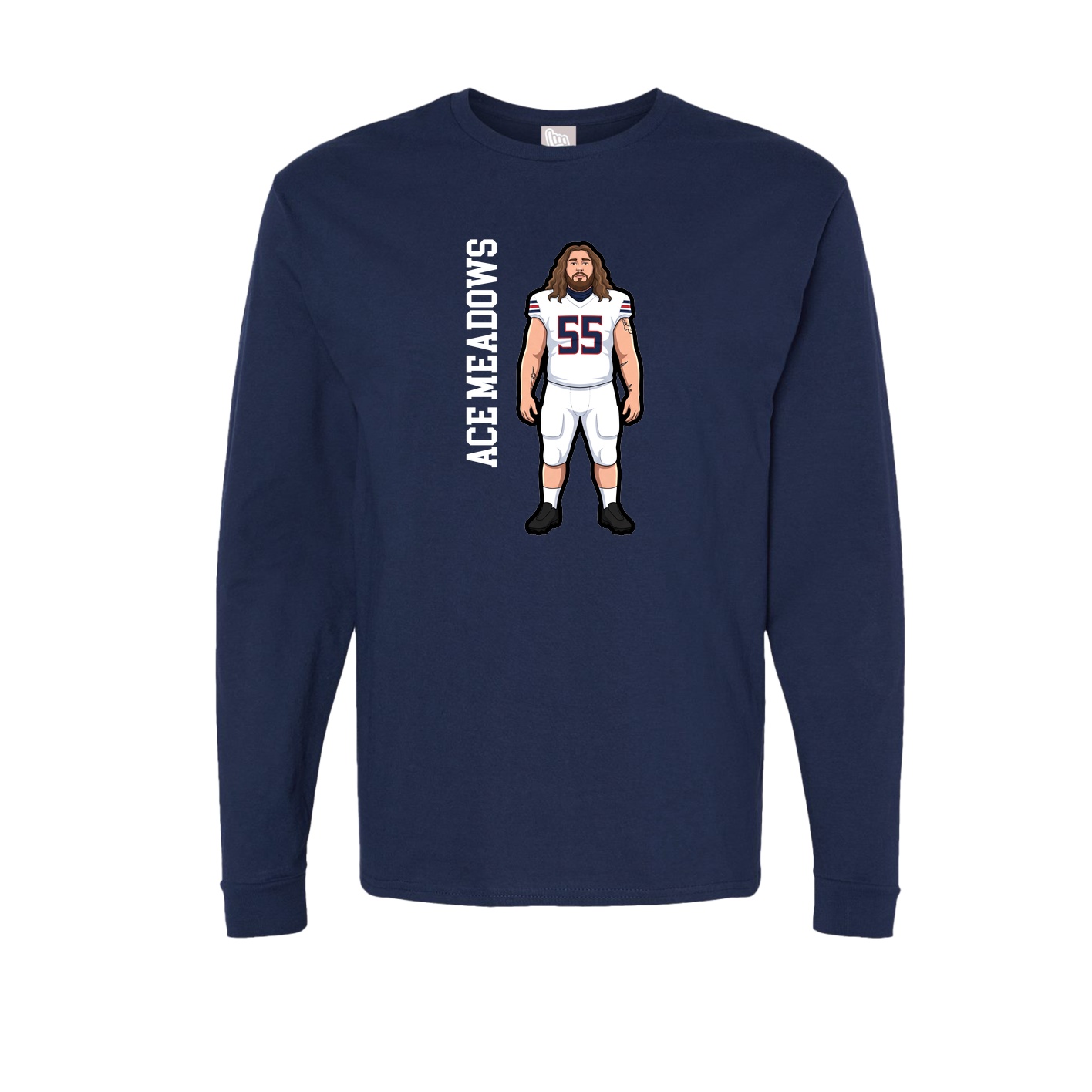 Long Sleeve Tee — Name Vertical in Navy