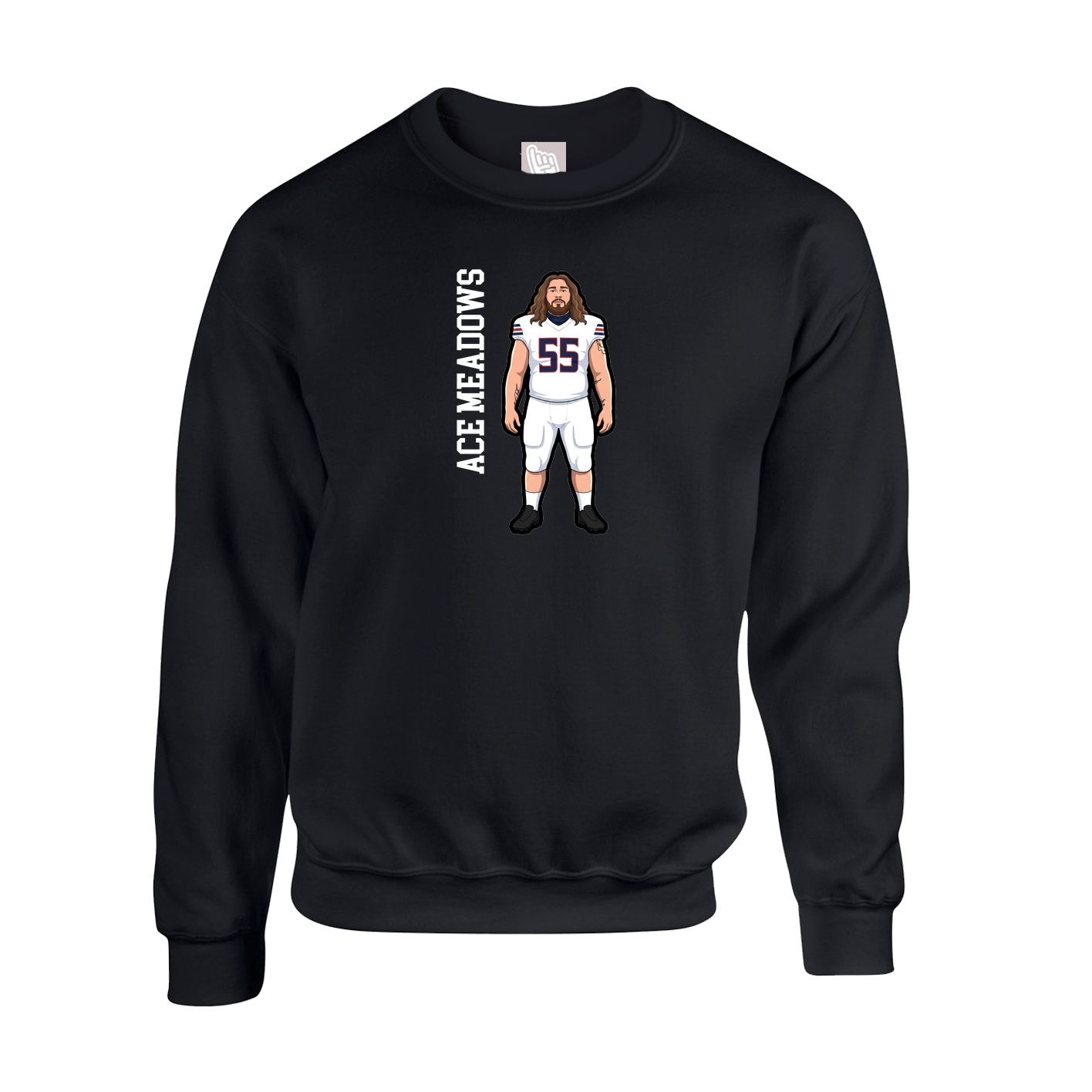 Fleece Crew — Name Vertical in Black