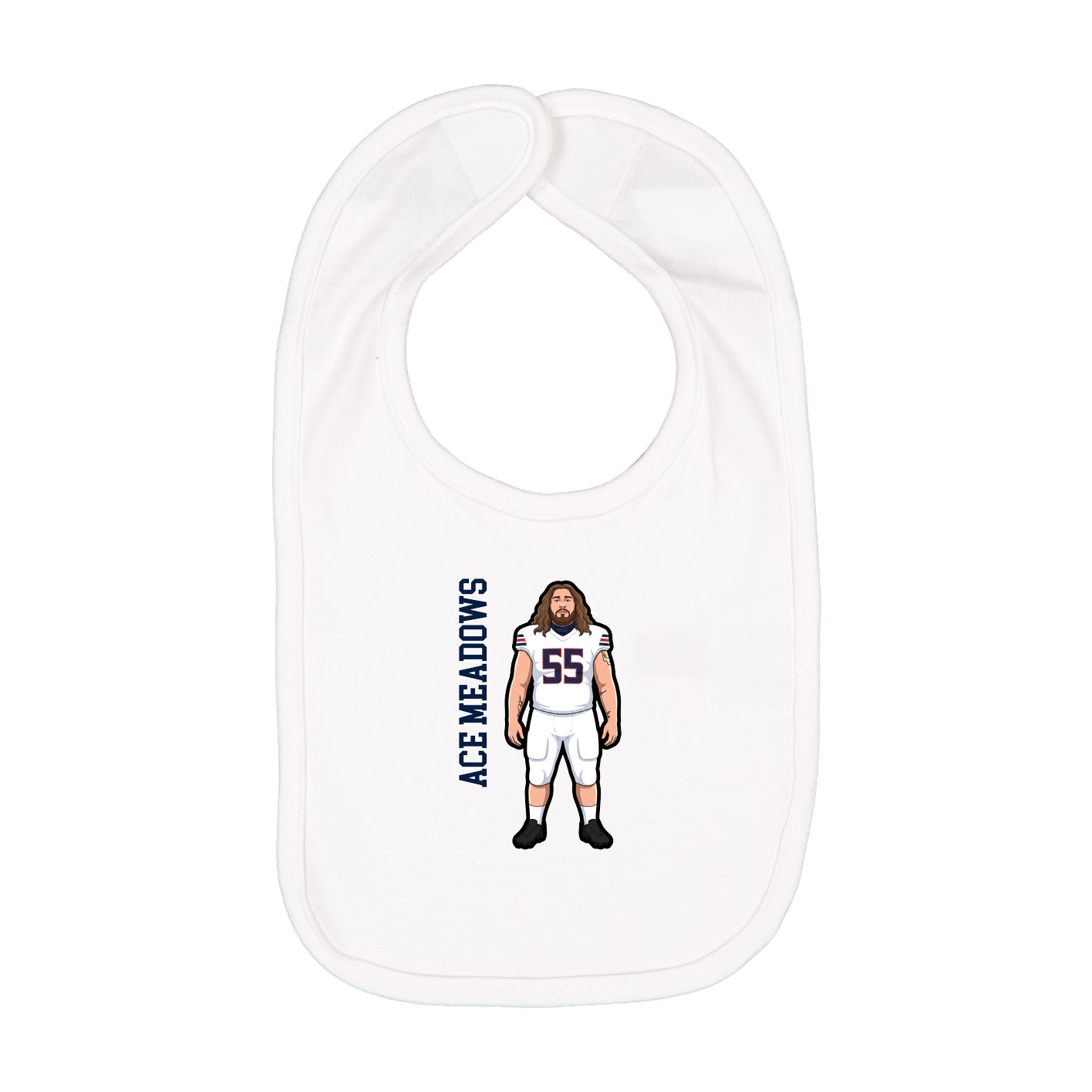 Infant Bib — Name Vertical in White