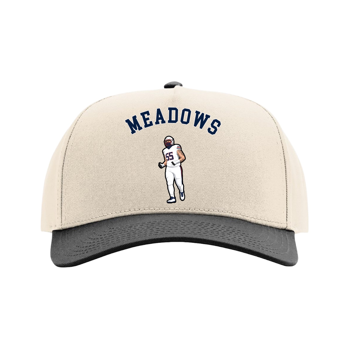 Full Fabric Five-Panel Champ Cap — Shirsey Arch in Cream/Black