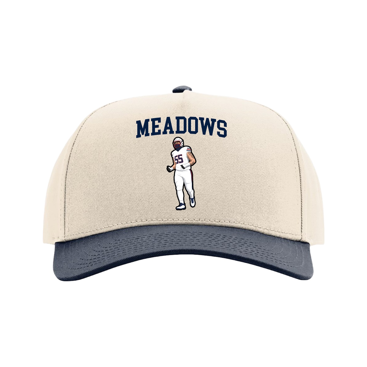 Full Fabric Five-Panel Champ Cap — Shirsey in Cream/Navy