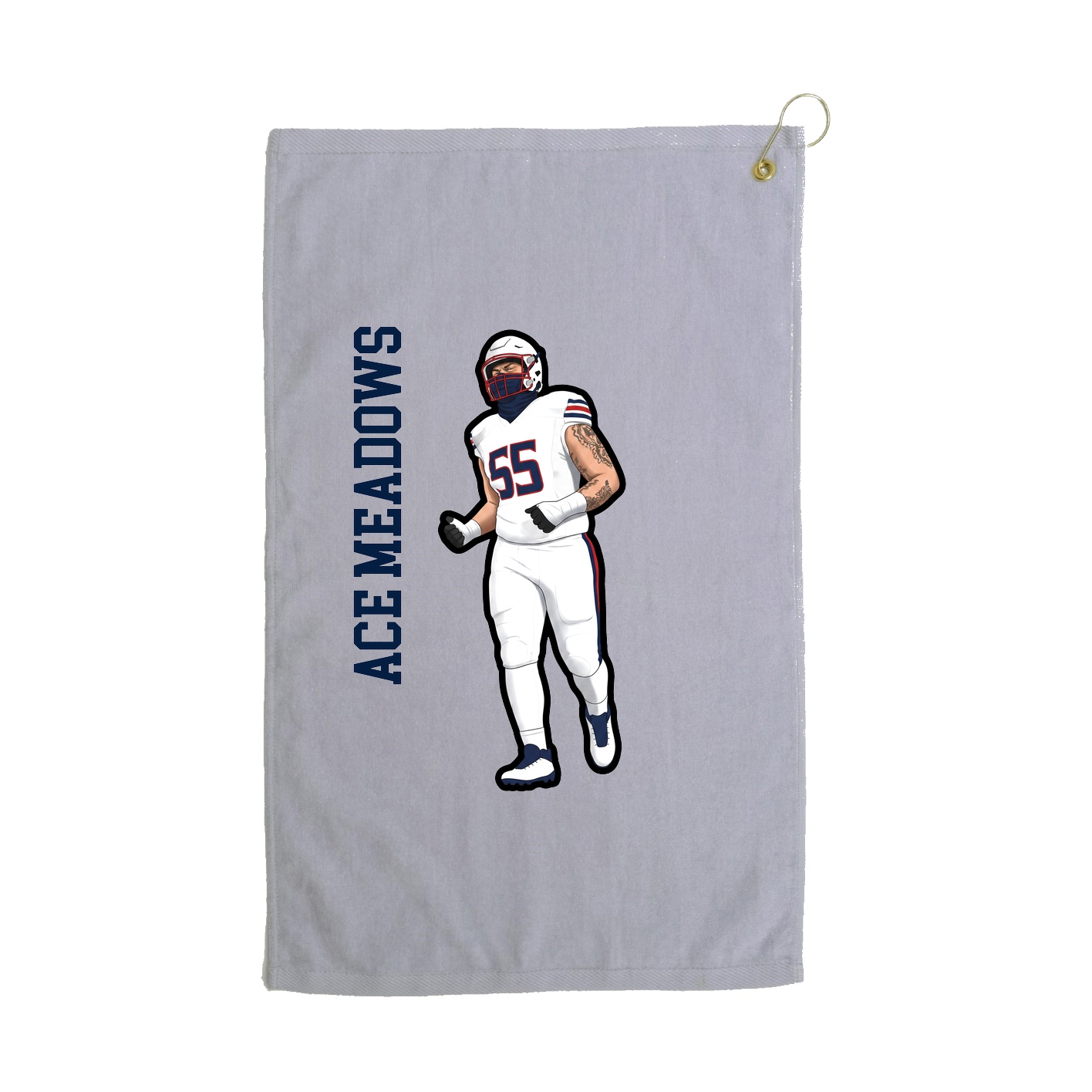 Golf Towel — Name Vertical in Grey