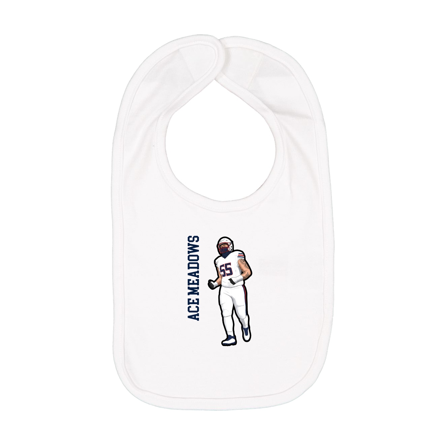Infant Bib — Name Vertical in White