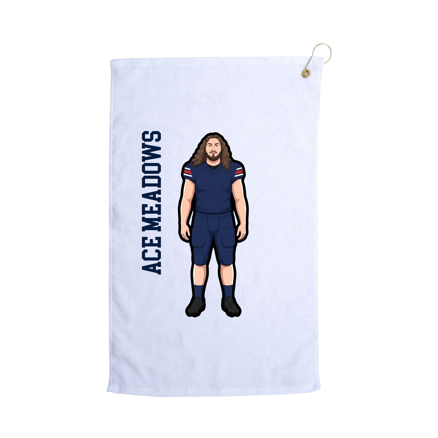 Golf Towel — Name Vertical in White