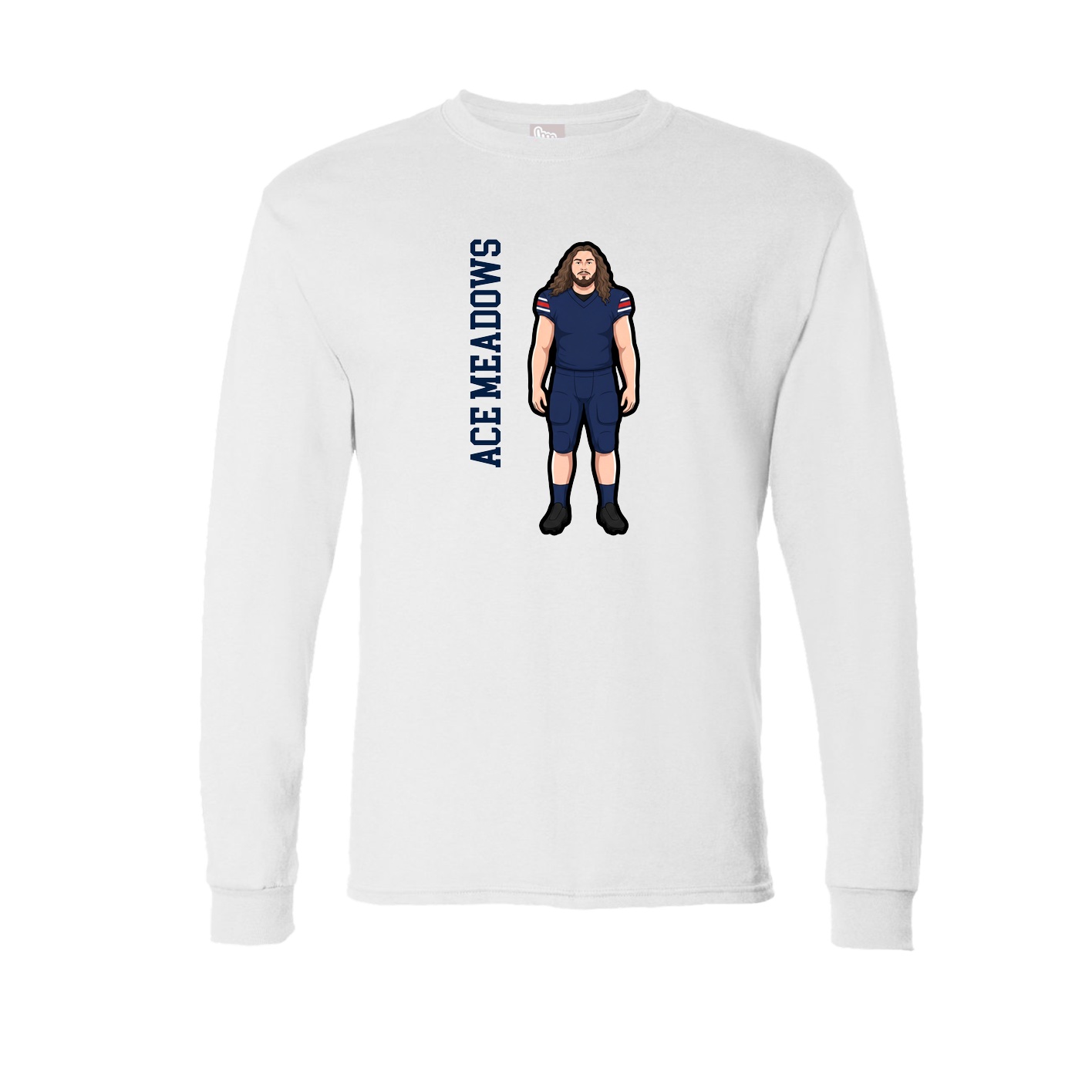 Long Sleeve Tee — Name Vertical in White