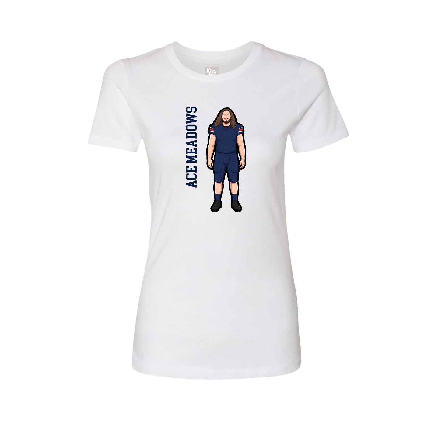 Fitted Women's Tee — Name Vertical in White