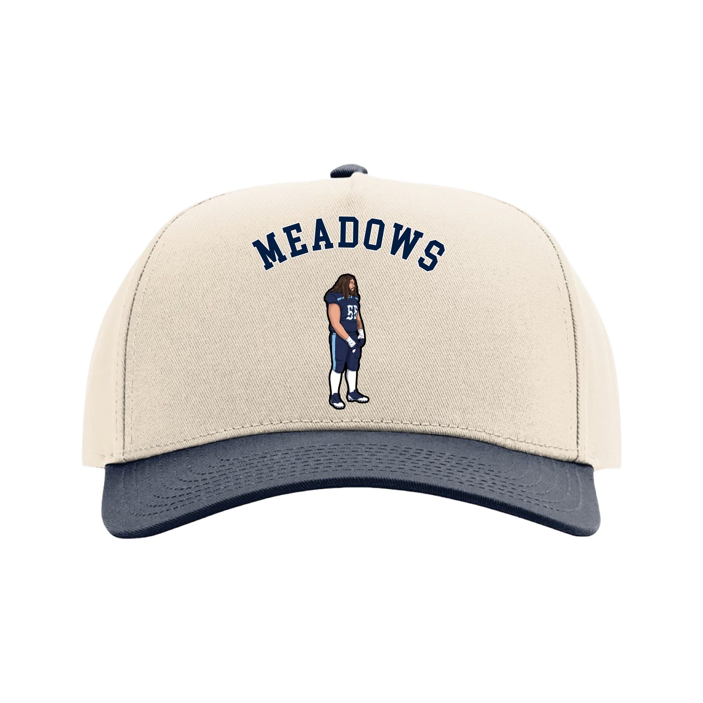 Full Fabric Five-Panel Champ Cap — Shirsey Arch in Cream/Navy