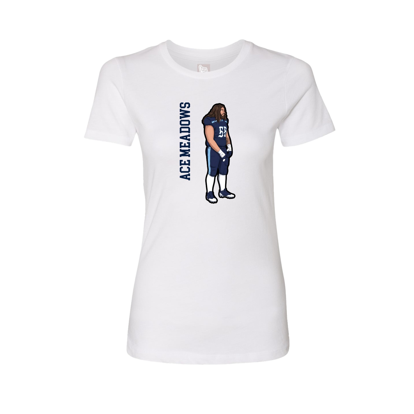 Womens Tee — Name Vertical in White