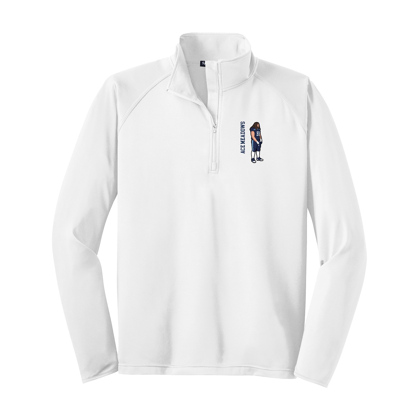 Q-Zip Pullover — Name Vertical in White