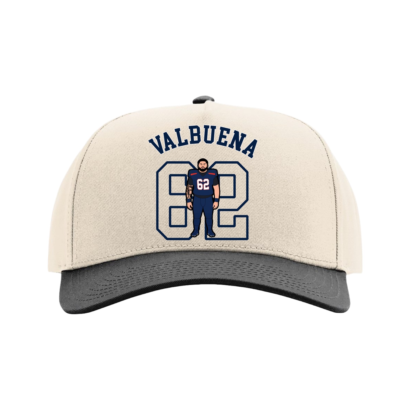 Full Fabric Five-Panel Champ Cap — Shirsey Arch in Cream/Black