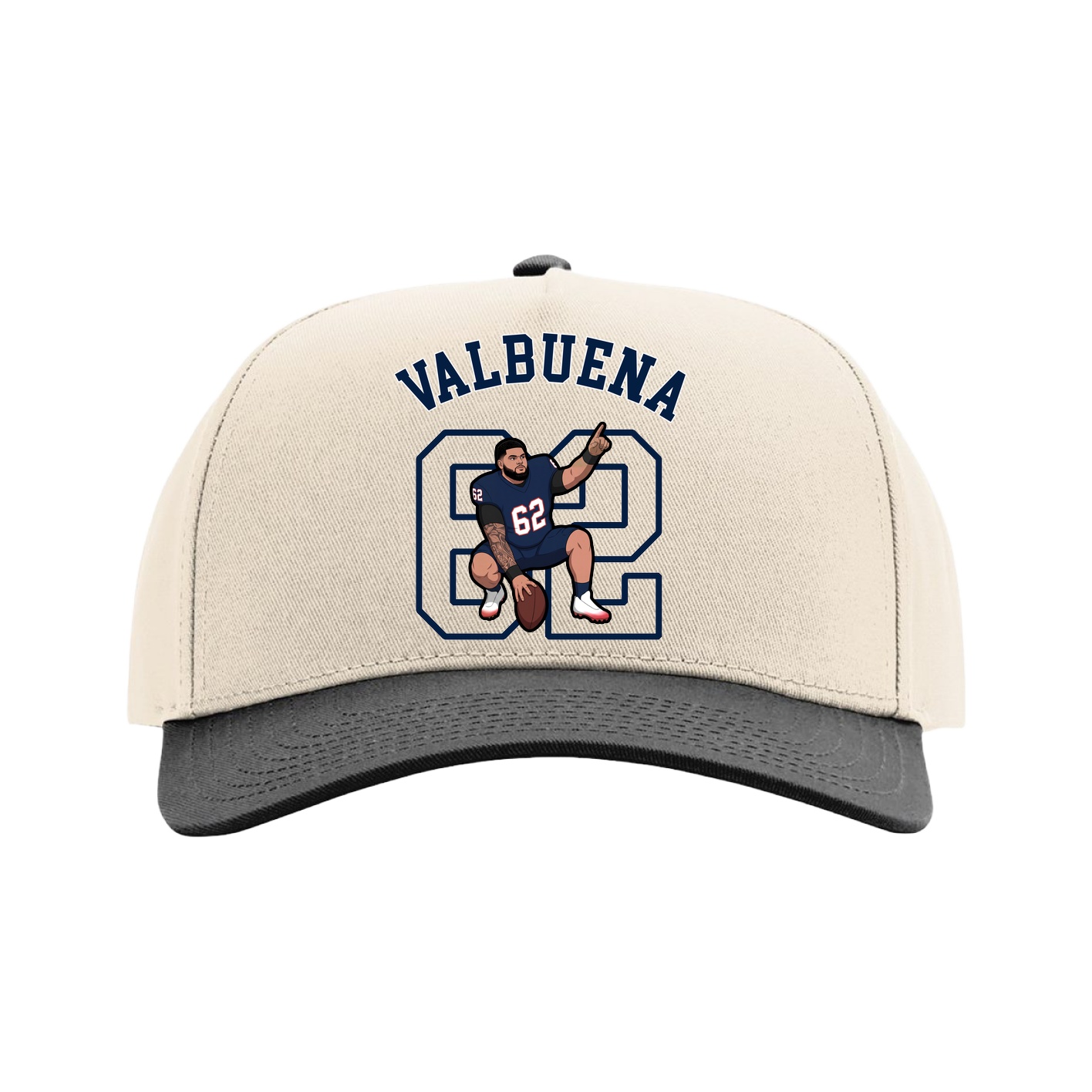 Full Fabric Five-Panel Champ Cap — Shirsey Arch in Cream/Black