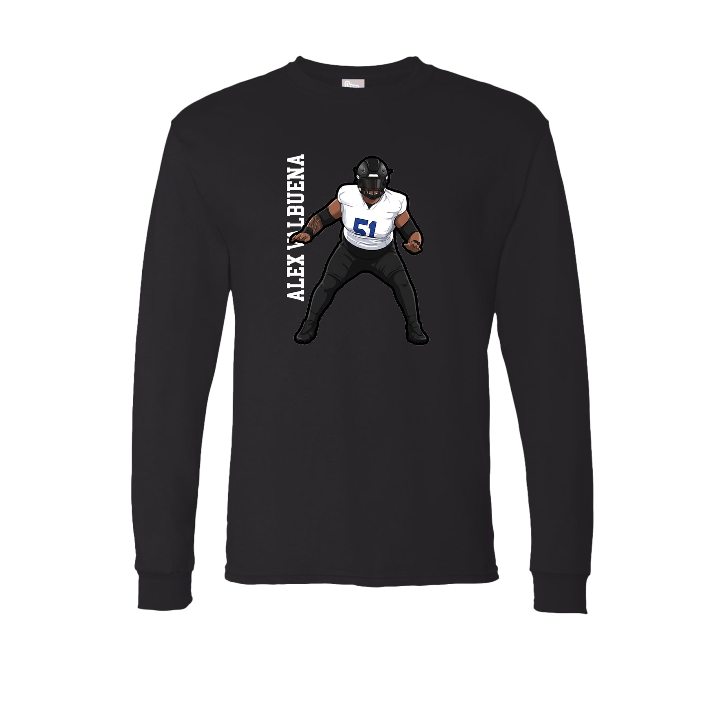 Long Sleeve Tee — Name Vertical in Black