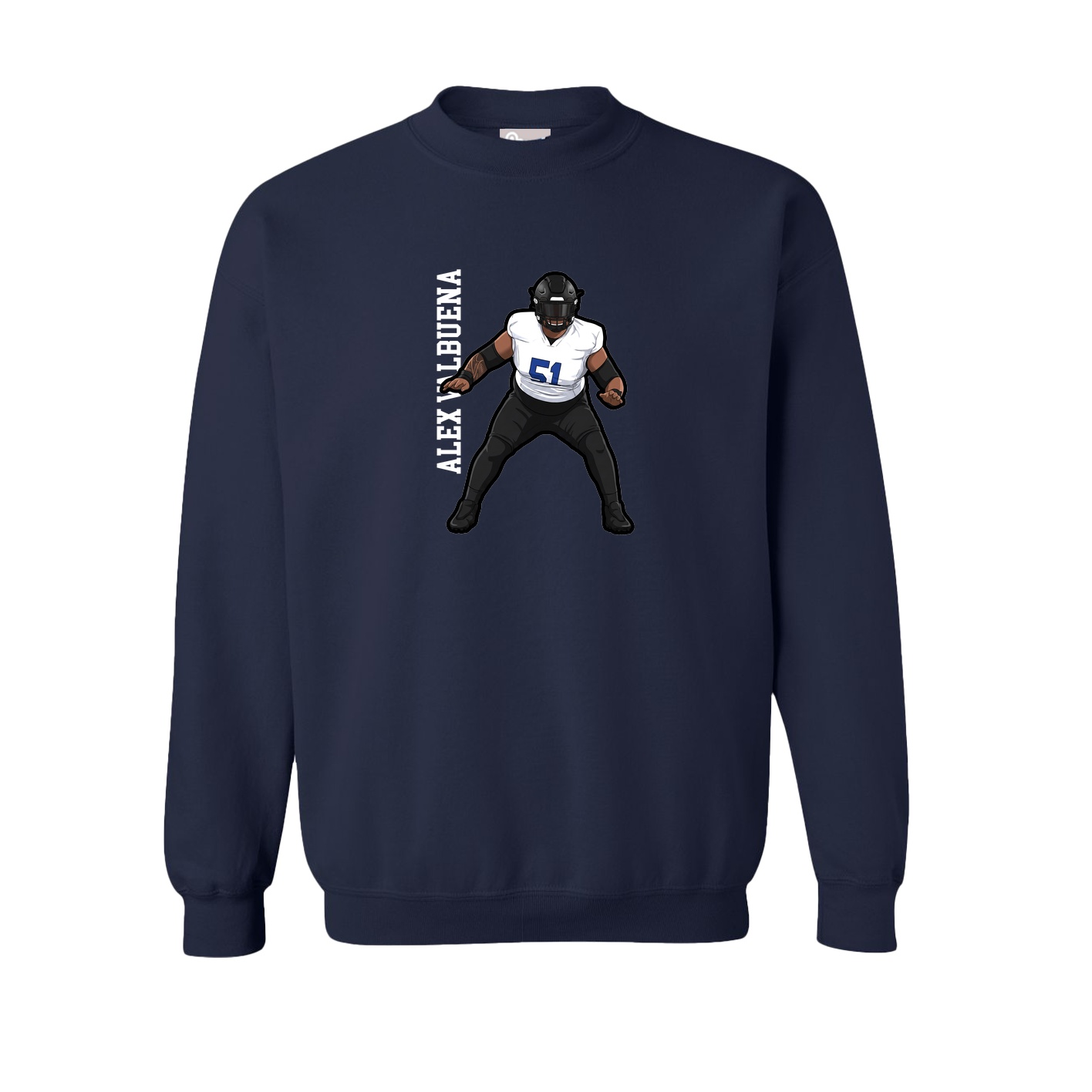 Fleece Crew — Name Vertical in Navy