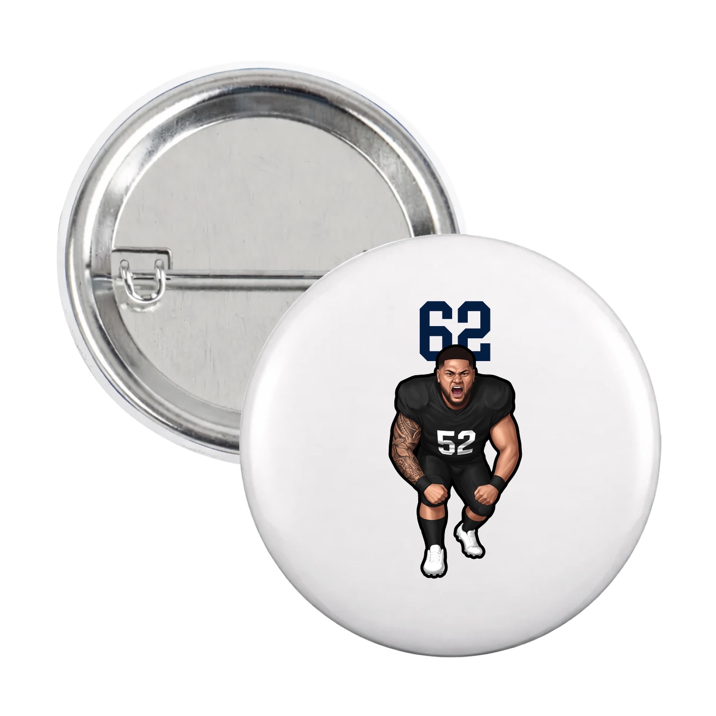 Game Day Button — Number Top in White