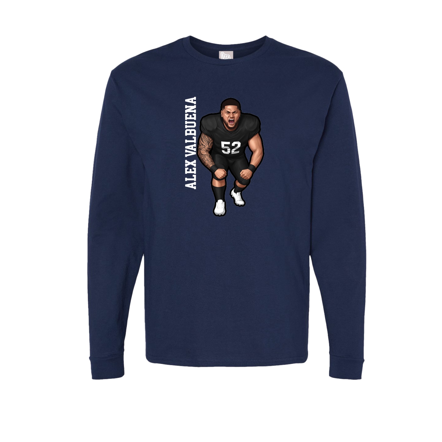 Long Sleeve Tee — Name Vertical in Navy