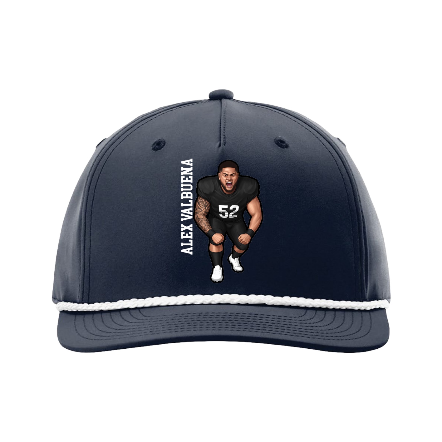 Five-Panel Classic Rope Cap — Name Vertical in Navy