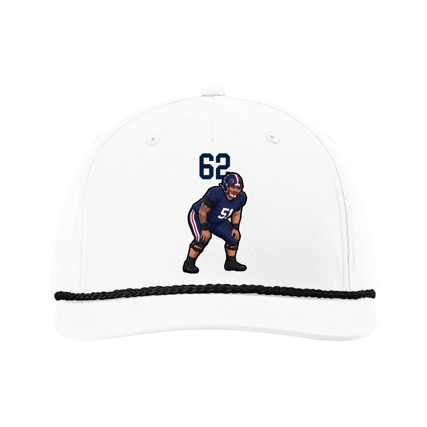 Five-Panel Classic Rope Cap — Number Top in White