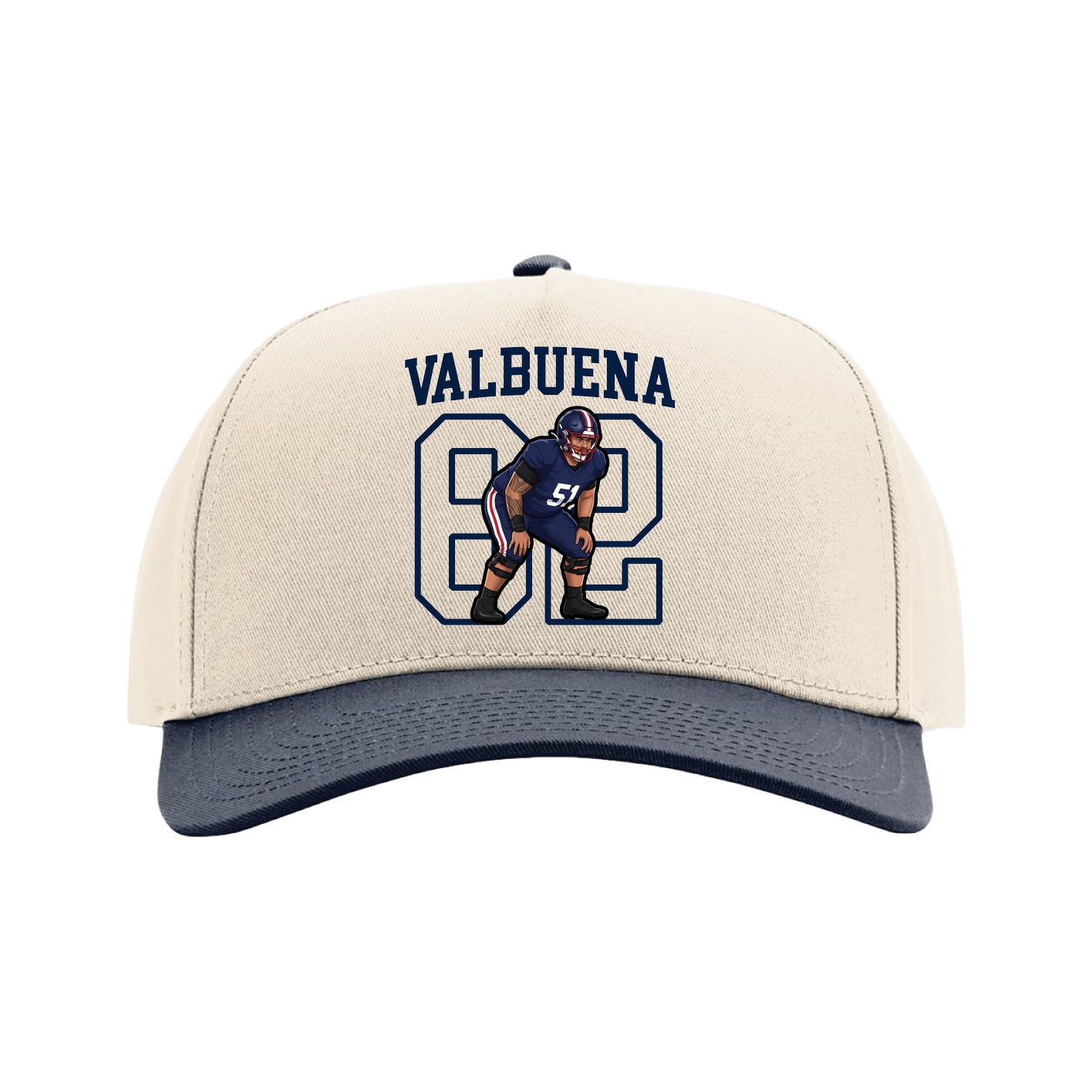 Full Fabric Five-Panel Champ Cap — Shirsey in Cream/Navy