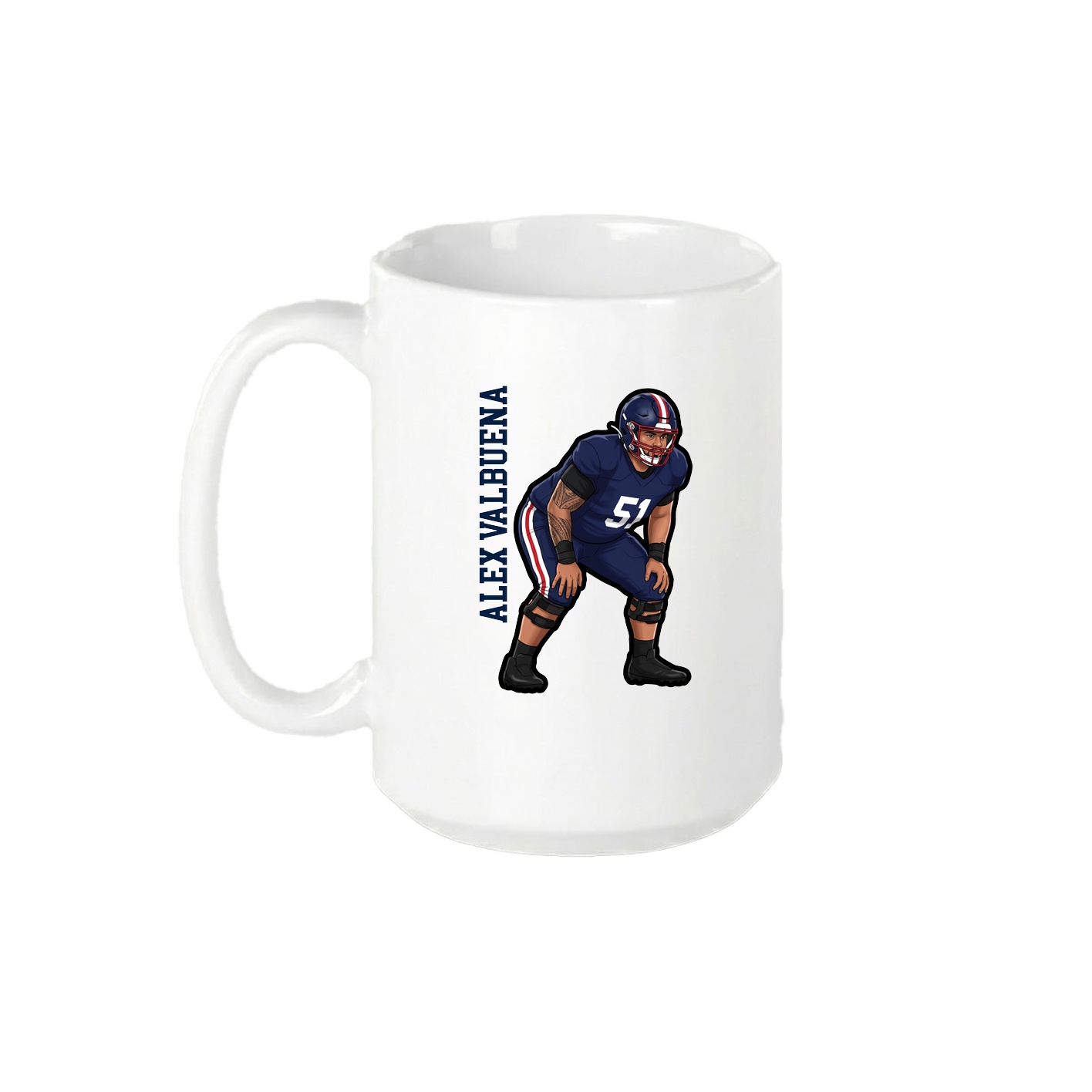 15oz Coffee Mug — Name Vertical in White