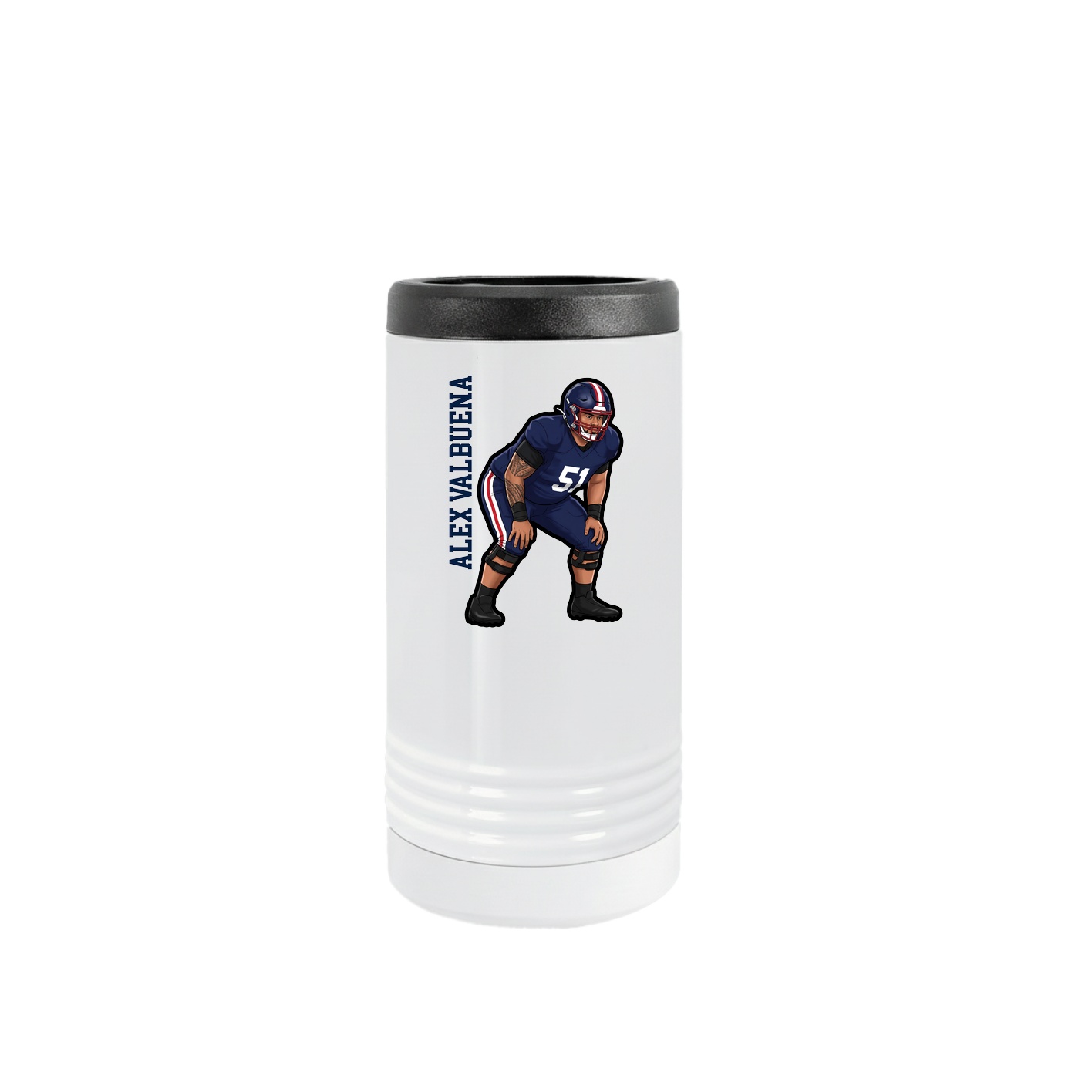 Slim Beverage Holder — Name Vertical in White