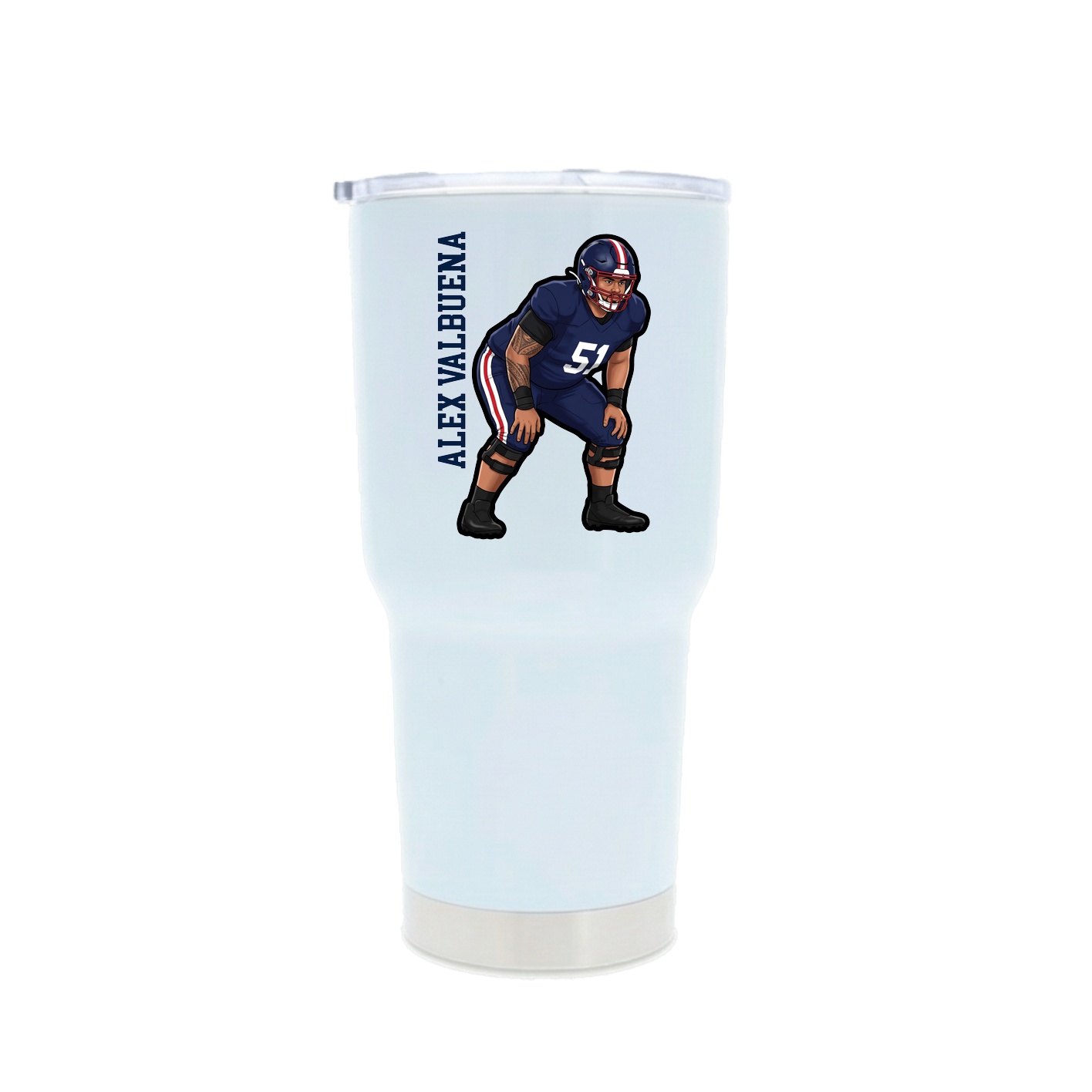 30oz Stainless Steel Tumbler — Name Vertical in White