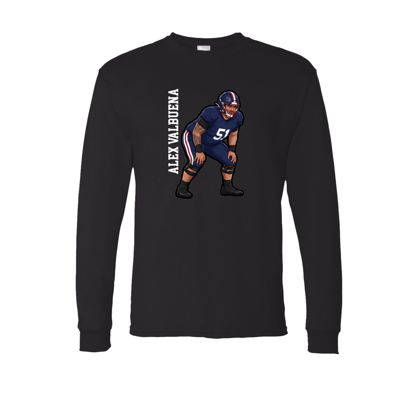Long Sleeve Tee — Name Vertical in Black