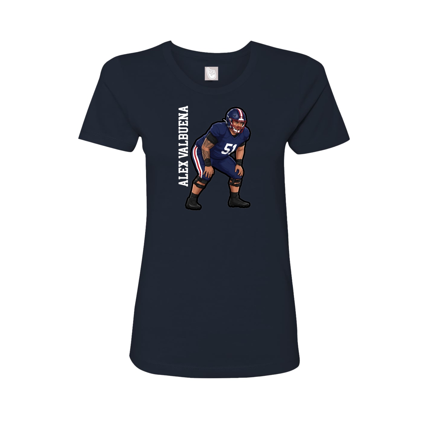 Womens Tee — Name Vertical in Navy