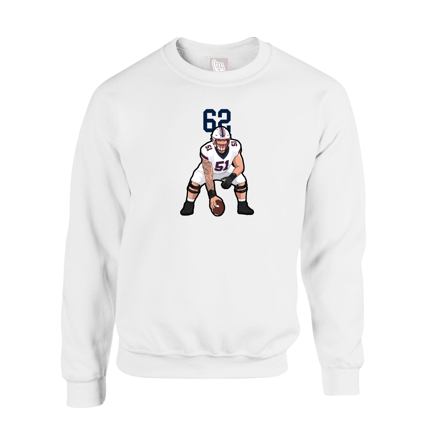Fleece Crew — Number Top in White