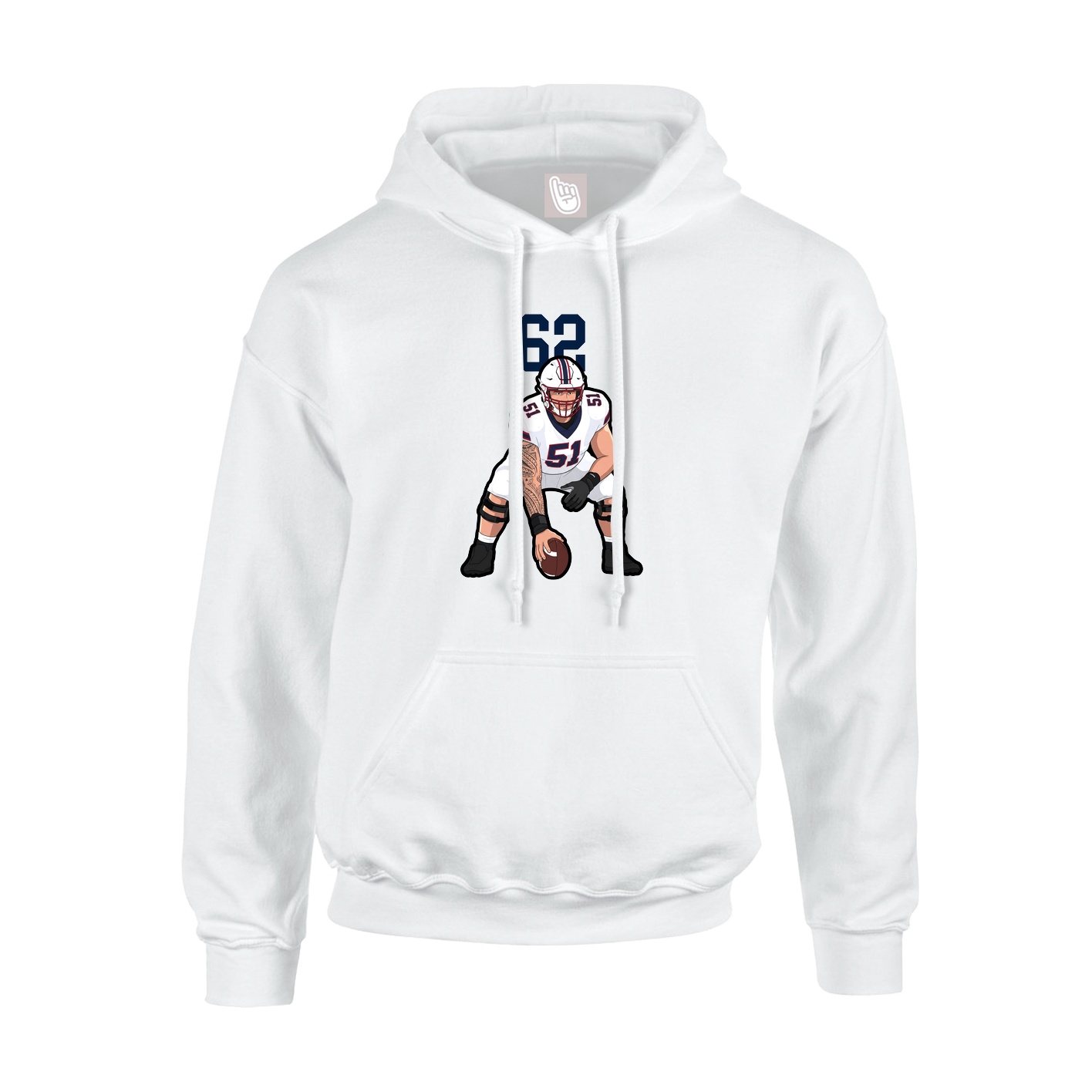 Youth Hoodie — Number Top in White