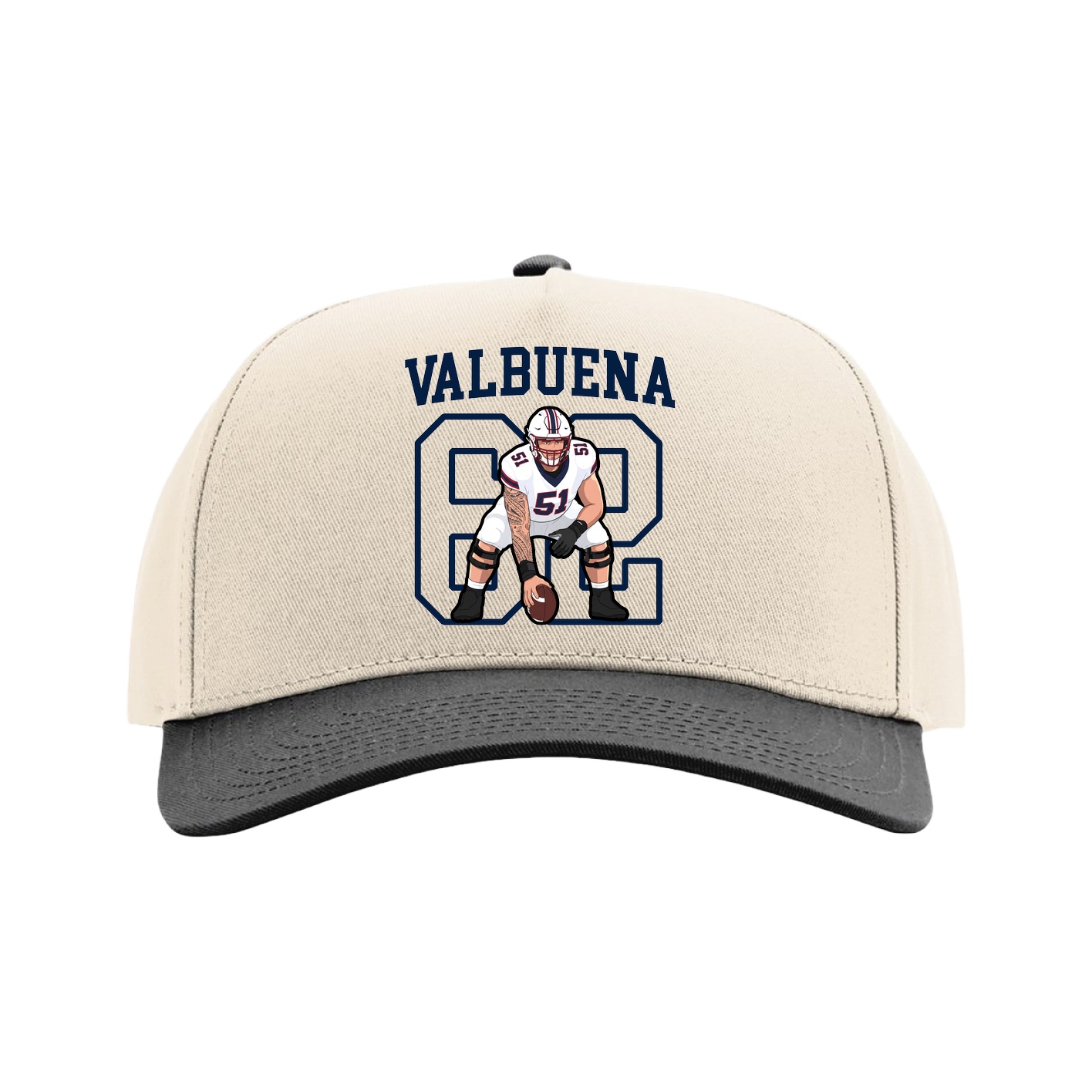 Full Fabric Five-Panel Champ Cap — Shirsey in Cream/Black