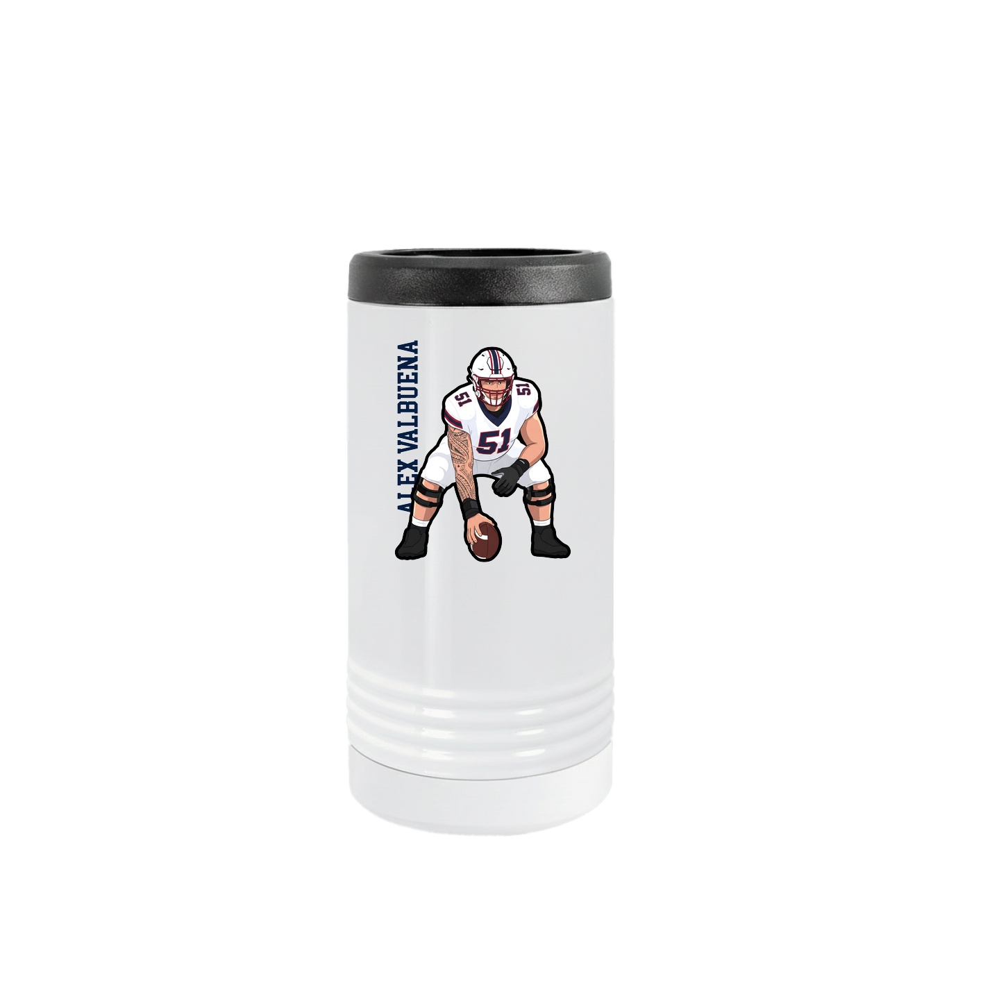 Slim Beverage Holder — Name Vertical in White