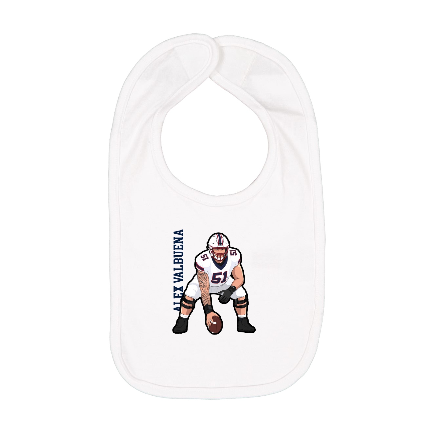 Infant Bib — Name Vertical in White