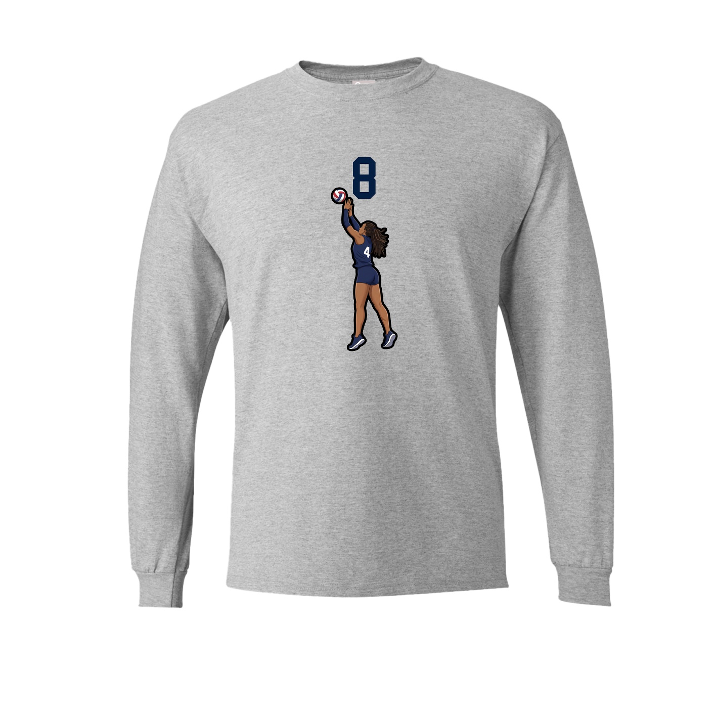 Long Sleeve Tee — Number Top in Grey