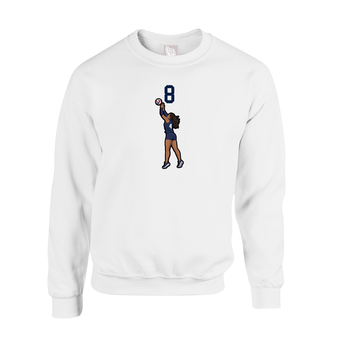 Fleece Crew — Number Top in White