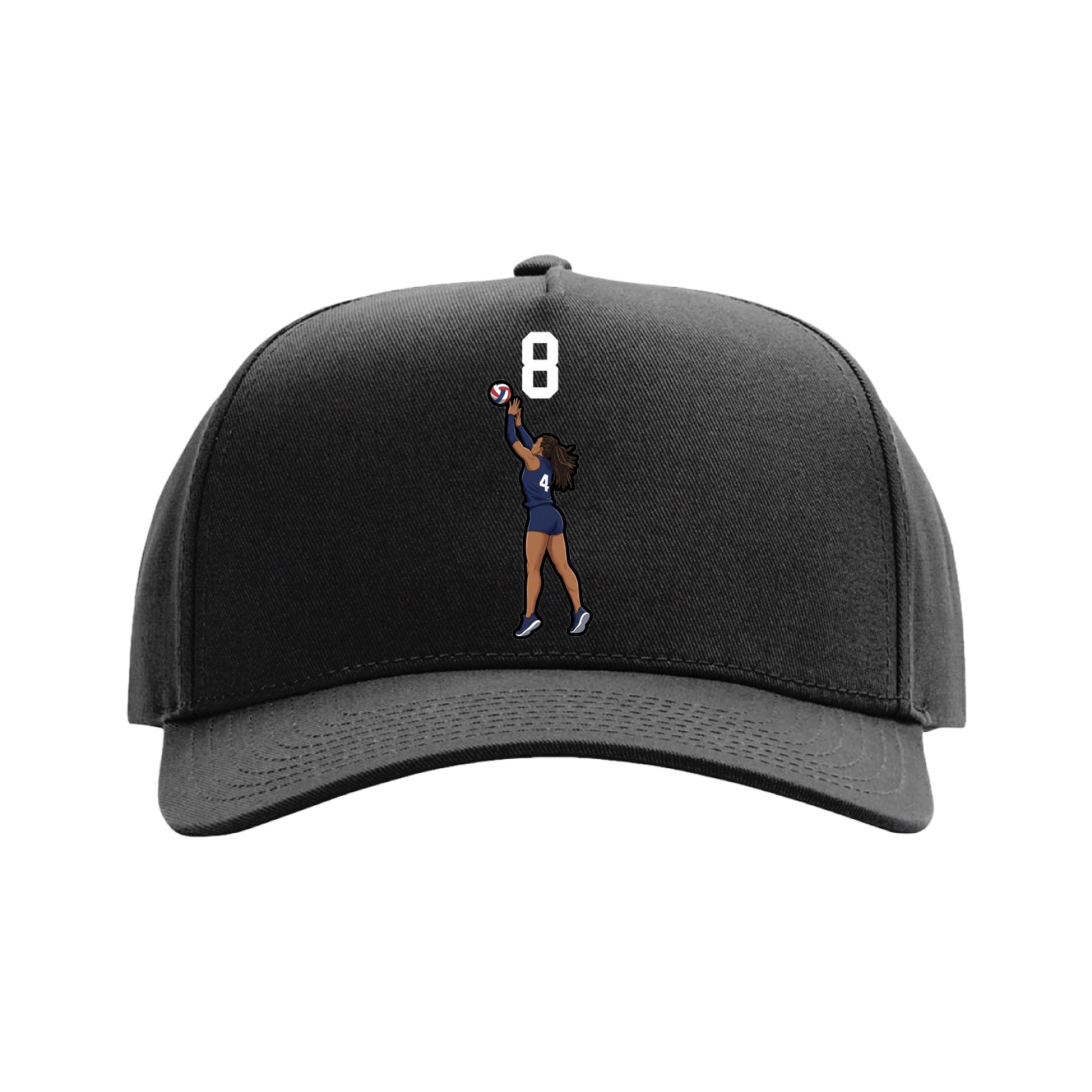 Full Fabric Five-Panel Champ Cap — Number Top in Black