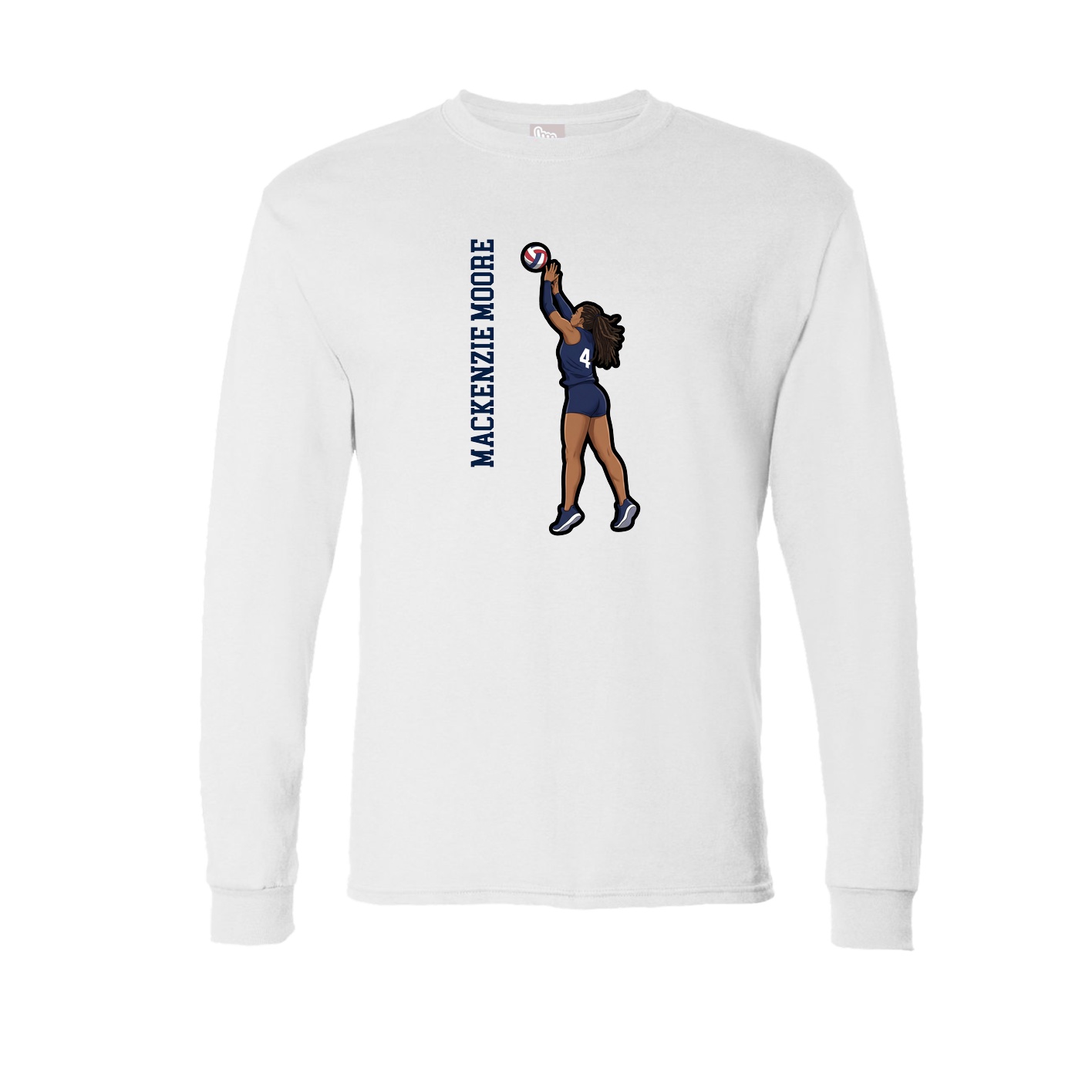 Long Sleeve Tee — Name Vertical in White