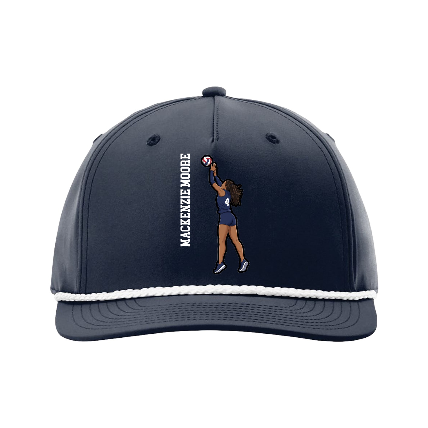 Five-Panel Classic Rope Cap — Name Vertical in Navy