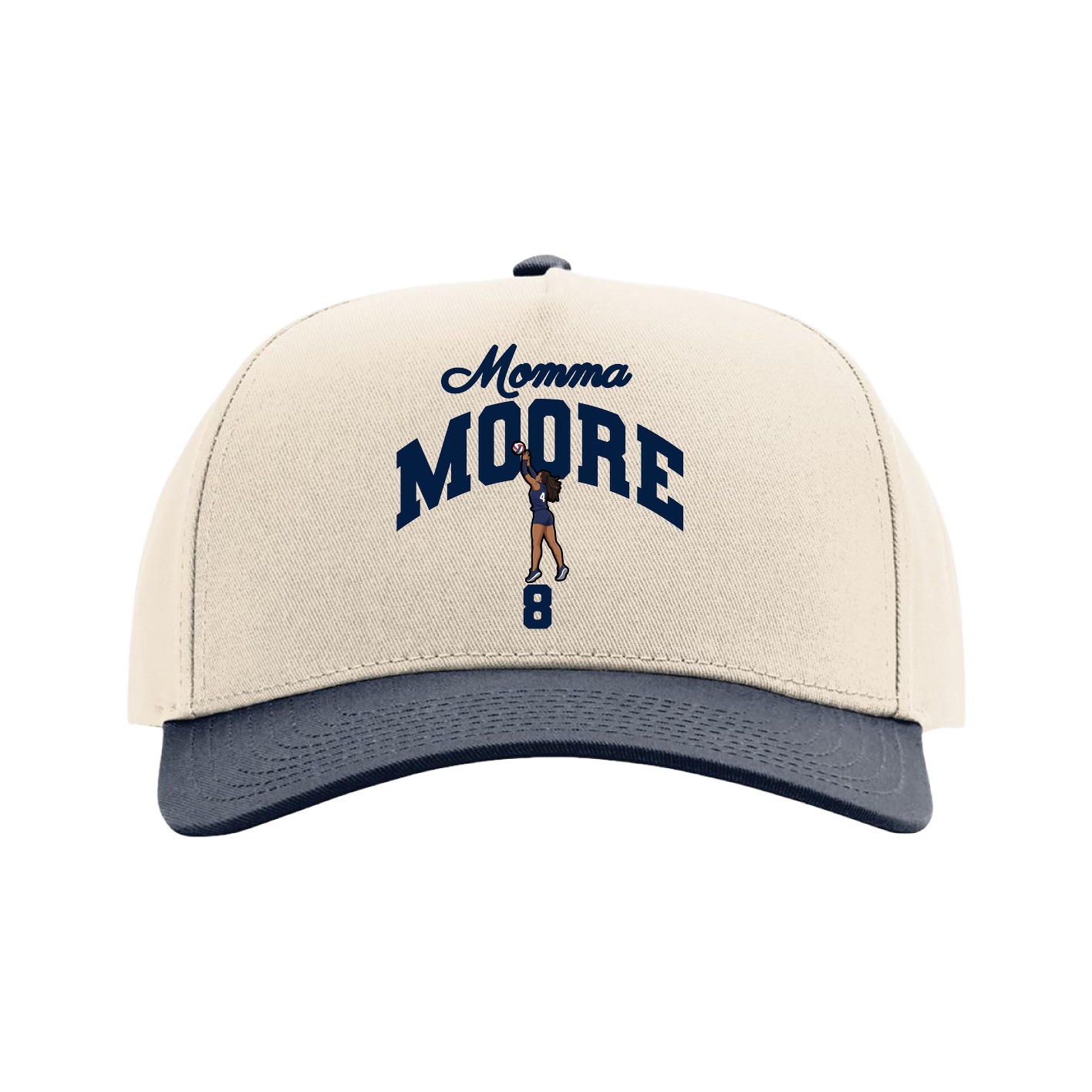 Full Fabric Five-Panel Champ Cap — Mothers Day Arch in Cream/Navy