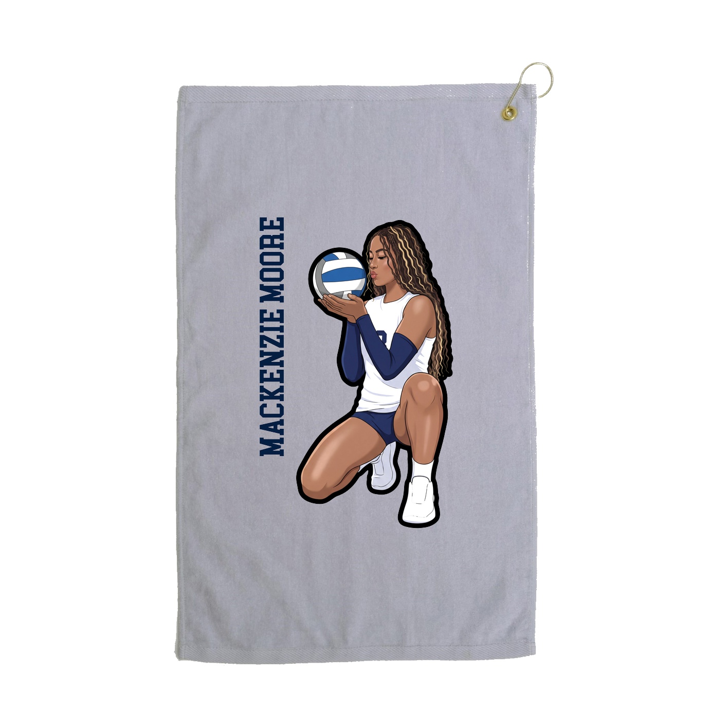 Golf Towel — Name Vertical in Grey
