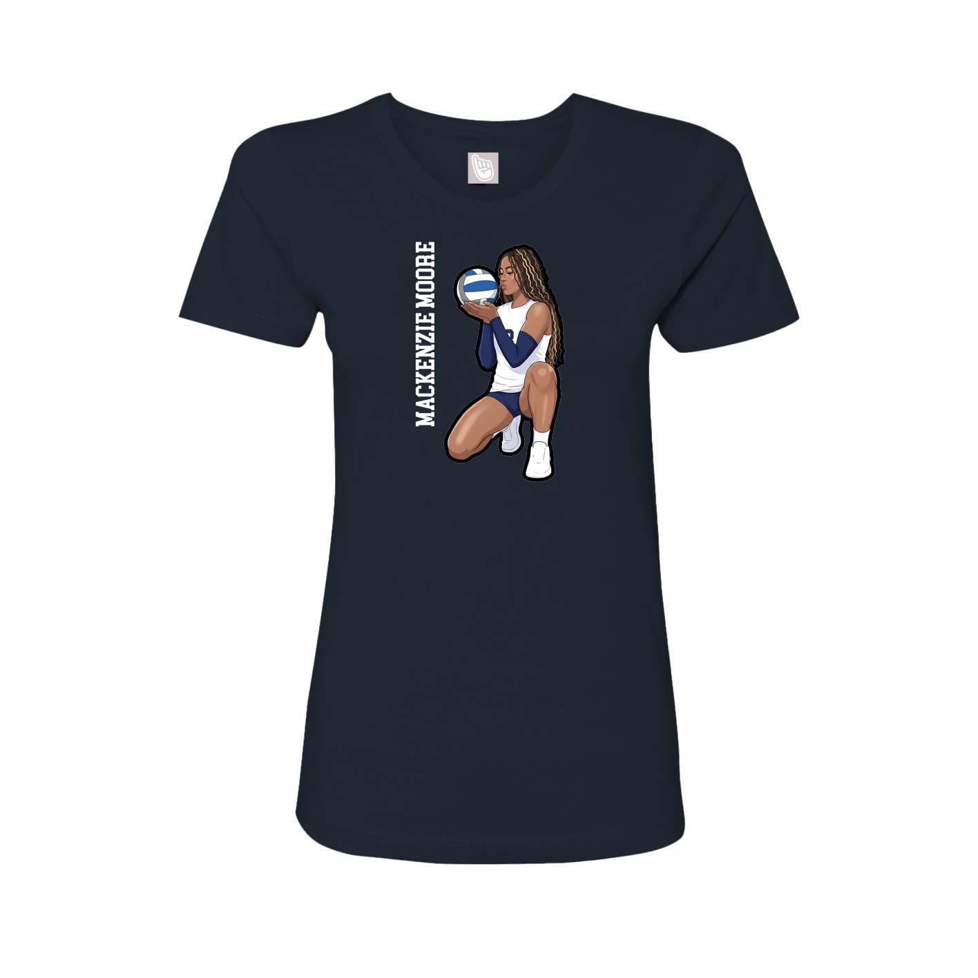 Womens Tee — Name Vertical in Navy