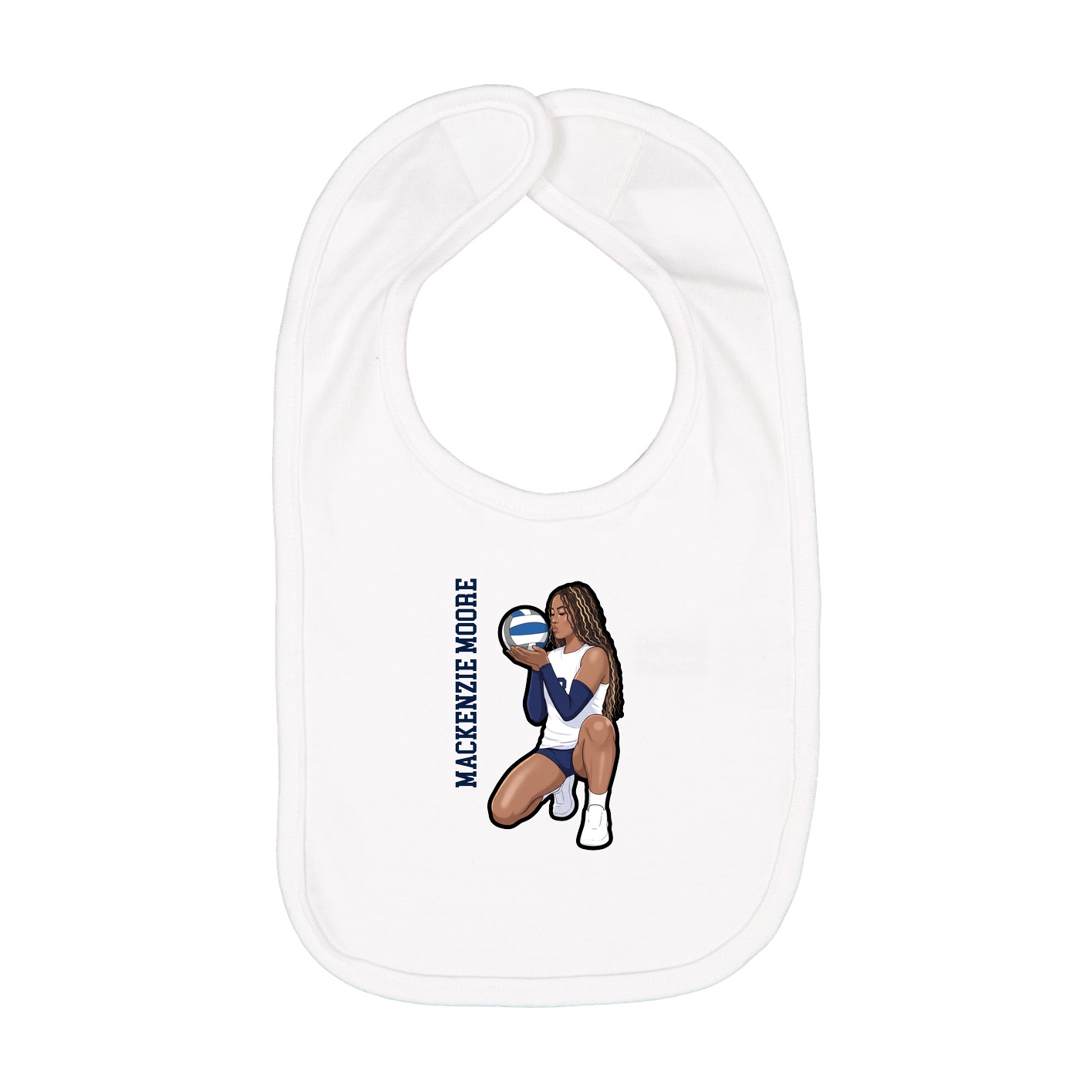 Infant Bib — Name Vertical in White