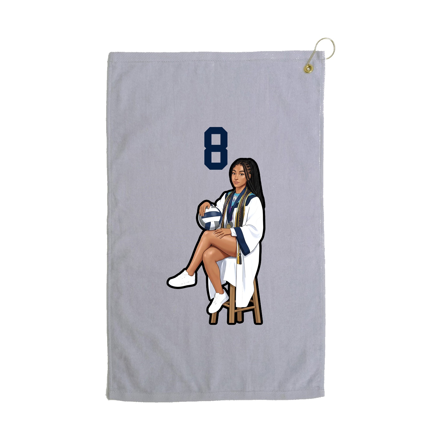 Golf Towel — Number Top in Grey