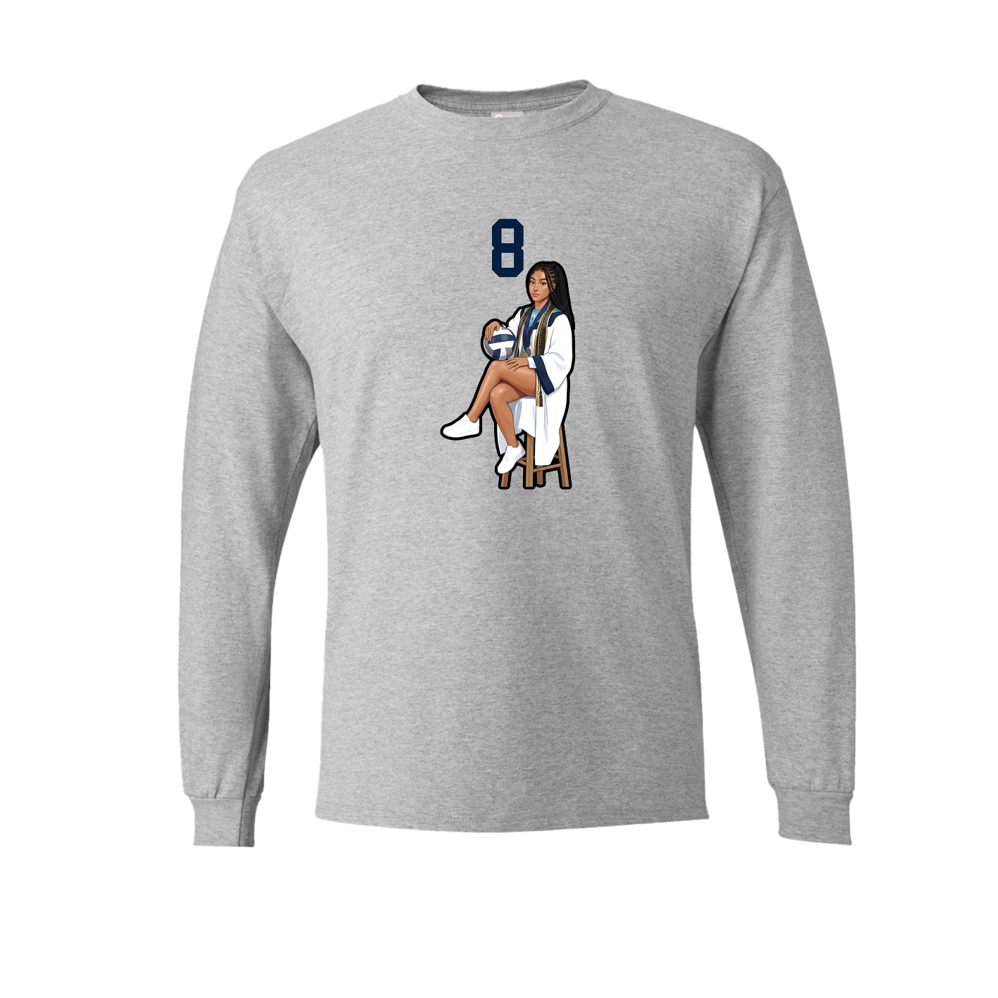 Long Sleeve Tee — Number Top in Grey