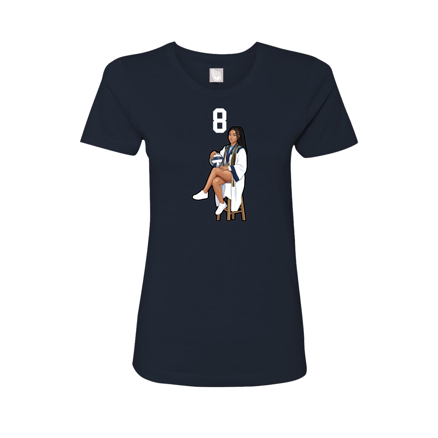 Womens Tee — Number Top in Navy