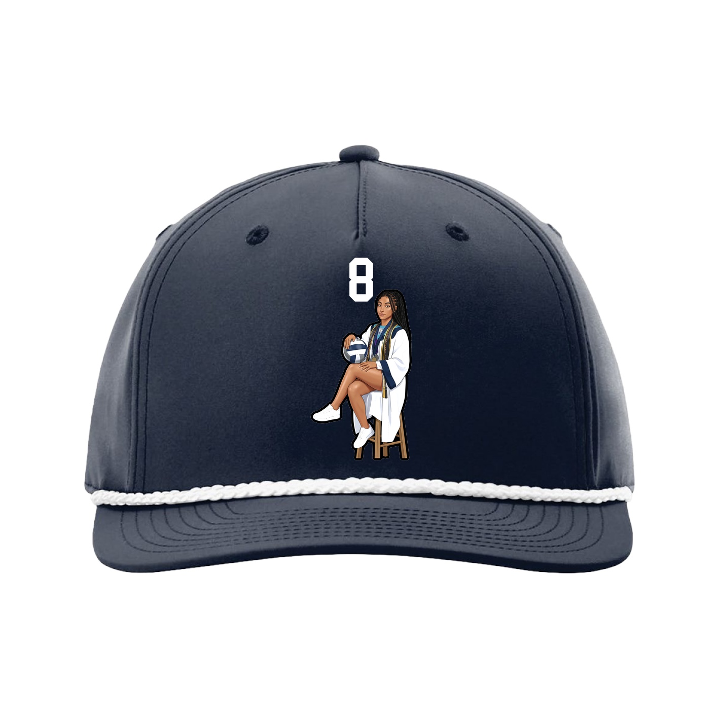 Five-Panel Classic Rope Cap — Number Top in Navy