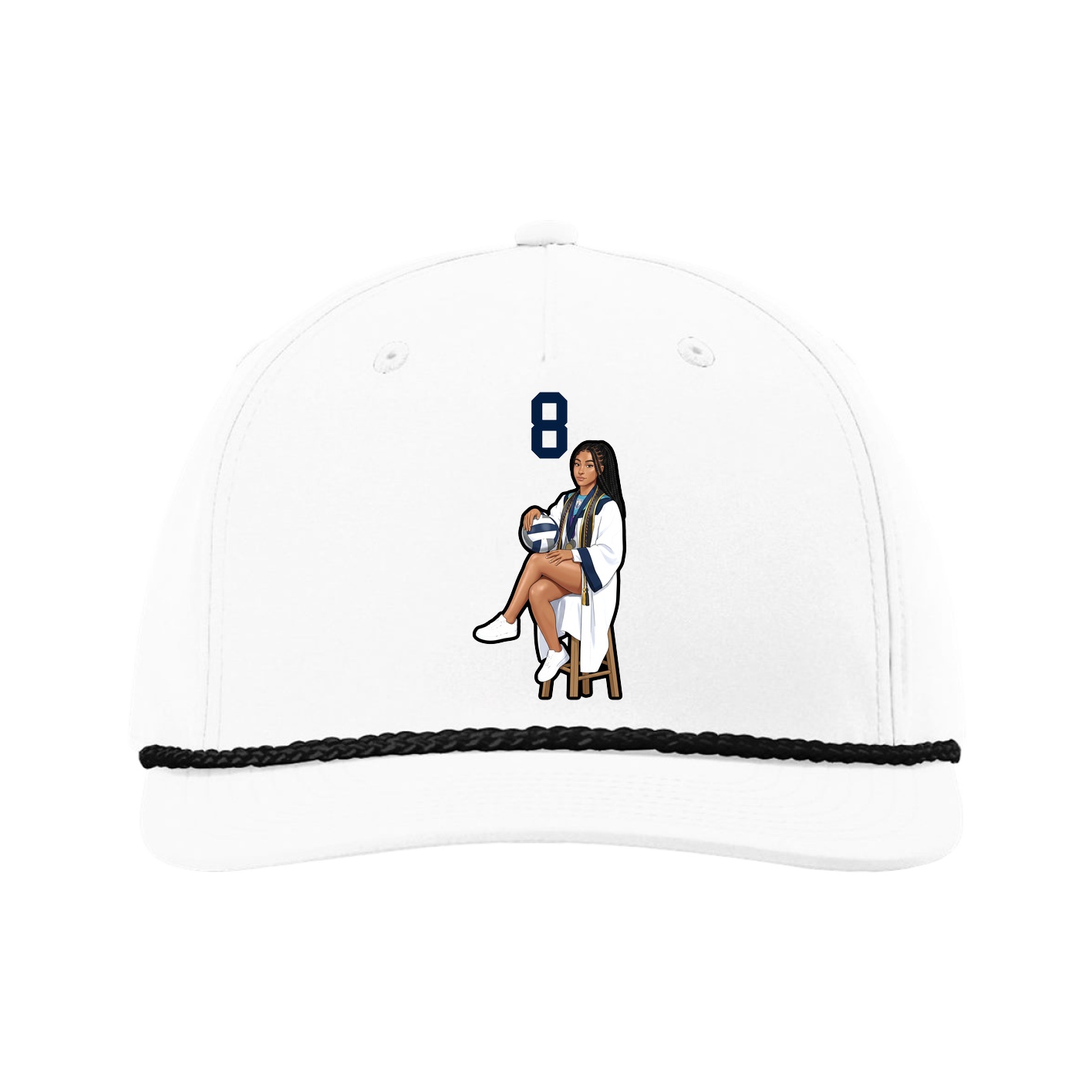 Five-Panel Classic Rope Cap — Number Top in White