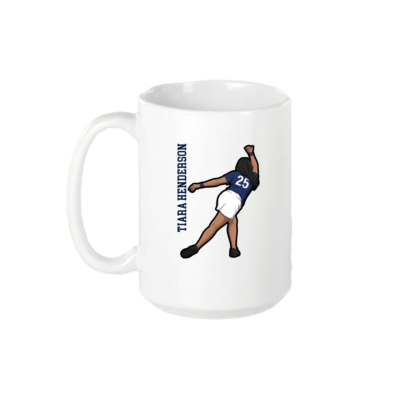 15oz Coffee Mug — Name Vertical in White