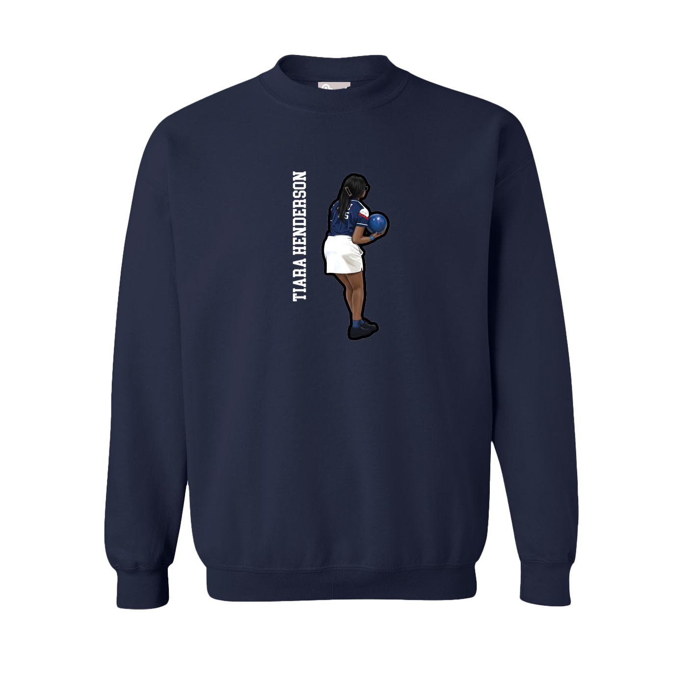 Fleece Crew — Name Vertical in Navy