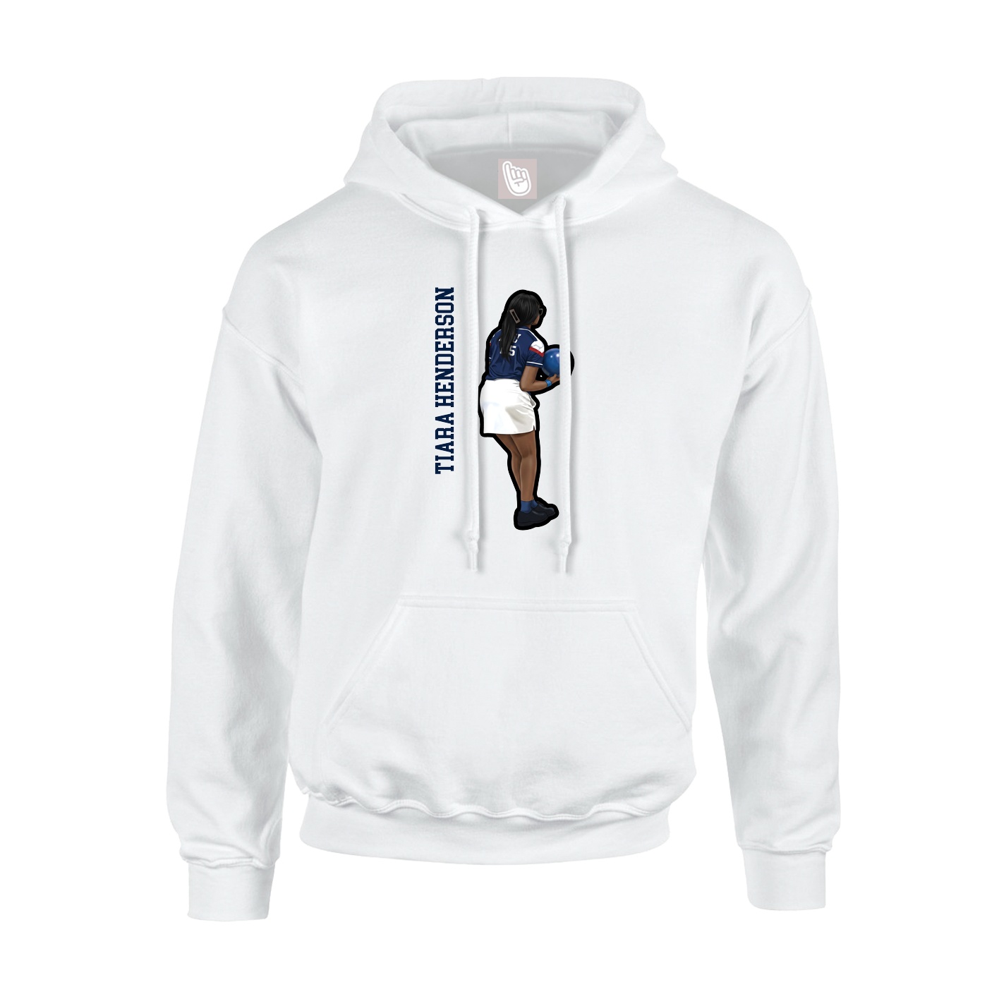 Youth Hoodie — Name Vertical in White