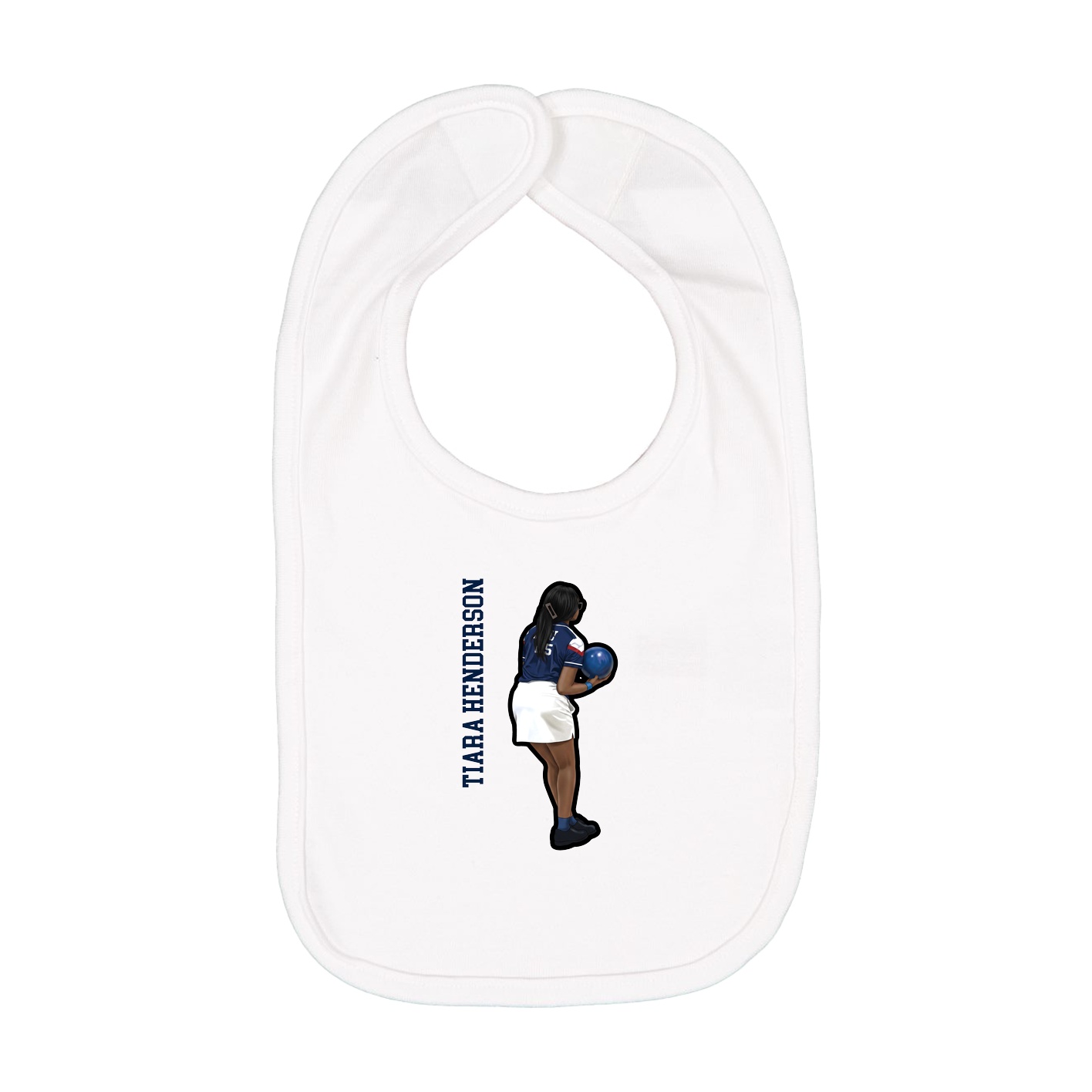Infant Bib — Name Vertical in White